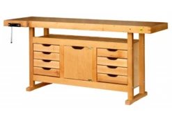 OUTIFRANCE - 0013116 Etabli Bois Menuisier à Caisson 1750x500 Mm - 1 Porte / 8 Tiroirs