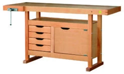 OUTIFRANCE - 0013156 Établi Bois à Caisson - 1500x500 Mm - 1 Porte / 4 Tiroirs