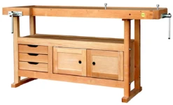 OUTIFRANCE - 0013153 Etabli Bois D'atelier à Caisson 1500x500mm - 2 Portes / 3 Tiroirs