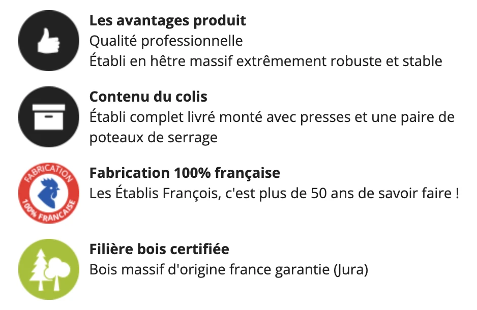 ETABLIS FRANCOIS - MERS Établis Menuisier Ébéniste Presse Avant à Serrage Rapide PR52 (1500, 2000, 2200, 2400 Mm) 6 ETABLIS FRANCOIS - MERS Établis Menuisier Ébéniste Presse Avant à Serrage Rapide PR52 (1500, 2000, 2200, 2400 Mm) – Image 4