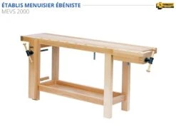 ETABLIS FRANCOIS - MEVS Établi Menuisier Ébéniste Avec Presse Avant Verticale VE24 (1500, 2000, 2200, 2500 Mm)