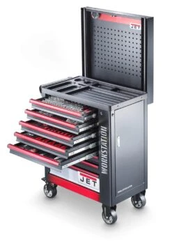JET - TT-412WKS - Servante D'Atelier Mobile Workstation Avec Paroi Coulissante Et 412 Outils - 835 X 540 X 980 Mm