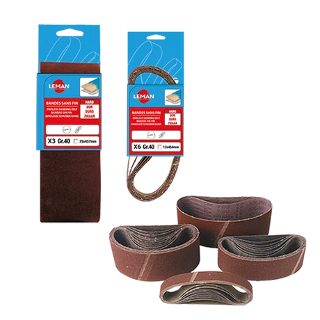 LEMAN - Lot De 3 Bandes Abrasives Sans Fin Corindon (différentes Dimensions) 3 LEMAN - Lot De 3 Bandes Abrasives Sans Fin Corindon (différentes Dimensions)