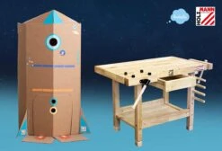 HOLZMANN - WB106MINI Établi De Menuisier En Bois Pour Enfants -Outil Boutique mini etabli pour enfants avec autocollants pour construc